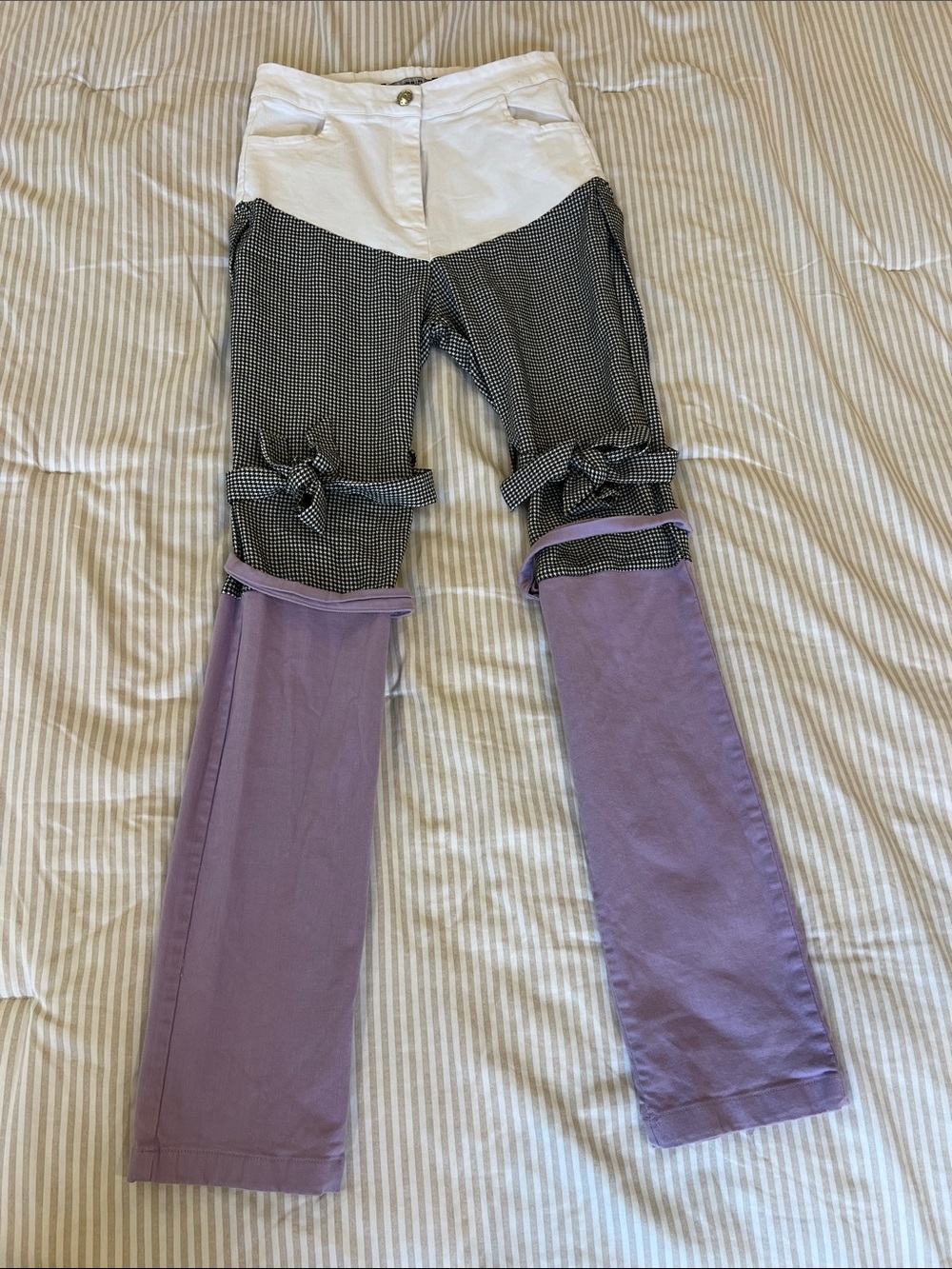 AKIRA Lavender and Black Mix Patchwork Pants Size Small